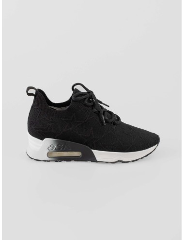 Sneaker Ash Lucky Star mujer en negro knit estilo sock con patrón de estrellas - MARFRANC