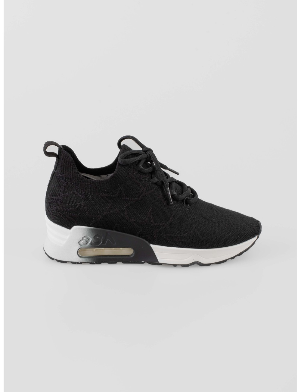 Sneaker Ash Lucky Star mujer en negro knit estilo sock con patrón de estrellas - MARFRANC