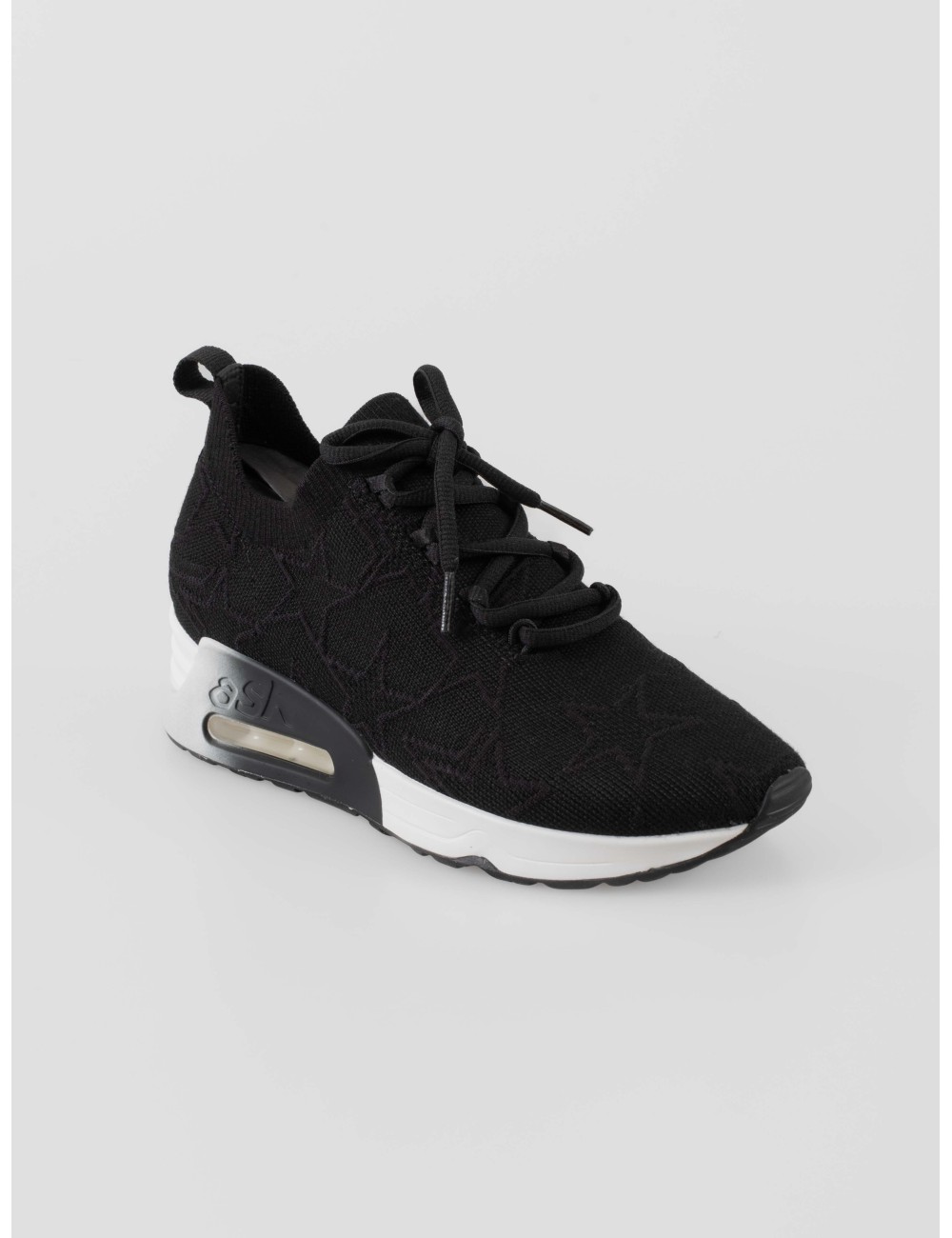 Sneaker Ash Lucky Star mujer en negro knit estilo sock con patrón de estrellas - MARFRANC