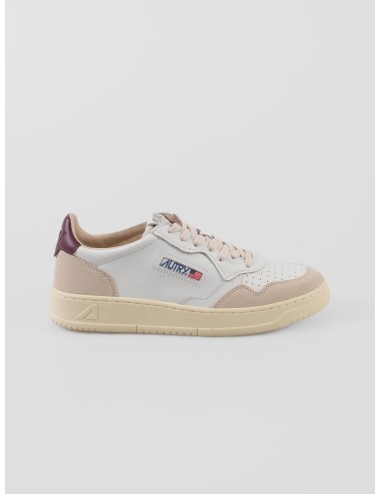 Sneaker Autry Medalist Low blanco con detalles burdeos (WHT/BURGUND), perforado y logo, diseño clásico hombre - MARFRANC