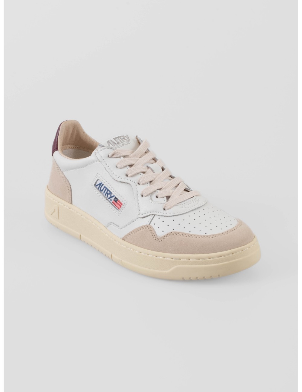 Sneaker Autry Medalist Low blanco con detalles burdeos (WHT/BURGUND), perforado y logo, diseño clásico hombre - MARFRANC