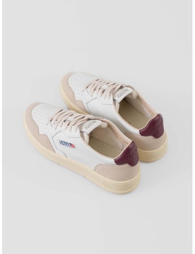 Sneaker Autry Medalist Low blanco con detalles burdeos (WHT/BURGUND), perforado y logo, diseño clásico hombre - MARFRANC