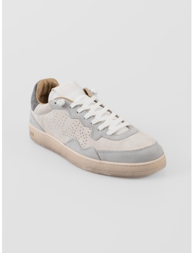 Sneaker P448 Vert F25 WHI-BOMB hombre en nobuck blanco con detalles grises y suela desgastada estilo urbano - MARFRANC