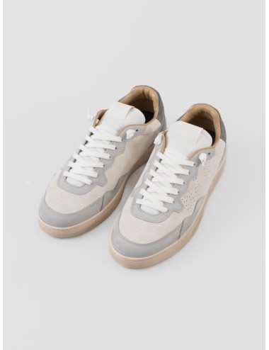 Sneaker P448 Vert F25 WHI-BOMB hombre en nobuck blanco con detalles grises y suela desgastada estilo urbano - MARFRANC