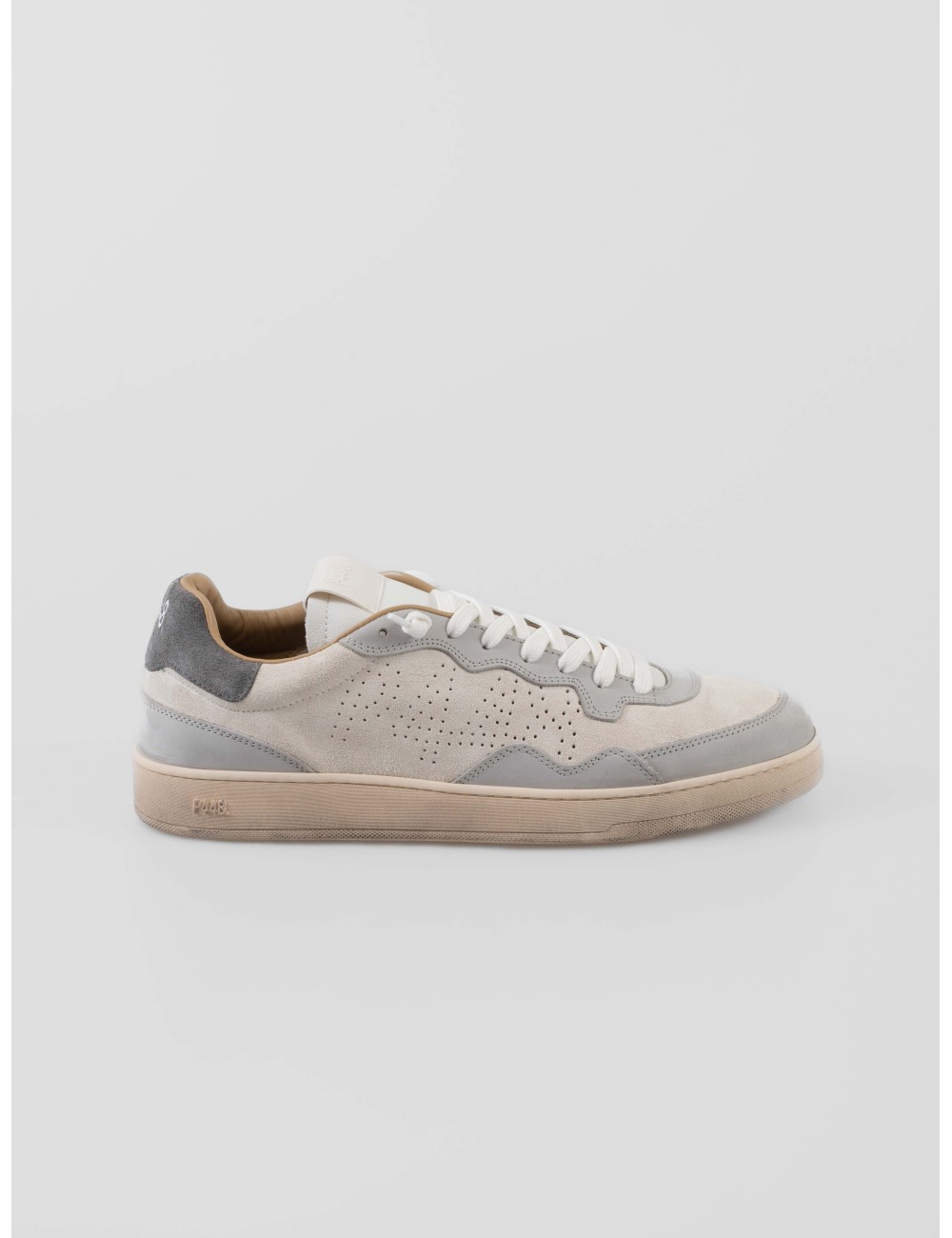 Sneaker P448 Vert F25 WHI-BOMB hombre en nobuck blanco con detalles grises y suela desgastada estilo urbano - MARFRANC