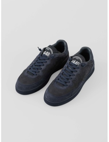Sneaker P448 Vert F25 hombre en nobuck azul marino Total Blue con perforaciones y suela amber gum - MARFRANC