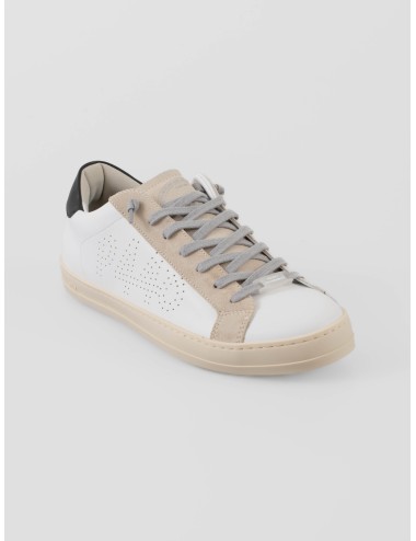 Sneaker P448 Cor John 1 hombre en piel blanca reciclada con detalles negros — diseño sostenible - MARFRANC