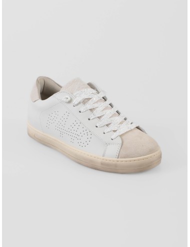 Sneaker P448 John 1 mujer en blanco con acentos crema “Nest”, diseño perforado y suela de goma envejecida - MARFRANC