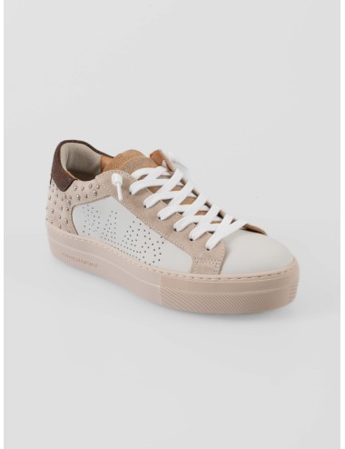 Sneaker P448 Thea mujer COGN-SAND plataforma nobuck con perforaciones - MARFRANC