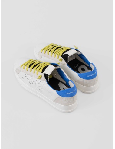 Sneaker P448 Jack modelo JACKC130 NEON-WHI hombre — diseño bajo, piel blanca con detalles neón - MARFRANC