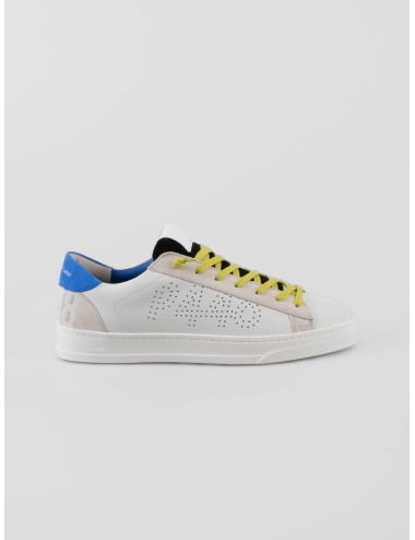 Sneaker P448 Jack modelo JACKC130 NEON-WHI hombre — diseño bajo, piel blanca con detalles neón - MARFRANC