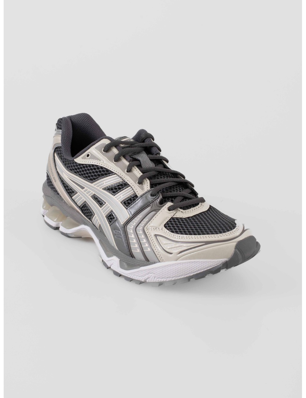 ASICS GEL-KAYANO 14 hombre Obsidian Grey Cement Grey con tecnología GEL™ y diseño retro running de 2000s - MARFRANC