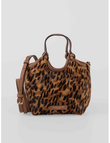 Bolso DUA de Gianni Chiarini en color leopardo, un minibolso de piel efecto pony diseñado para mujer - MARFRANC