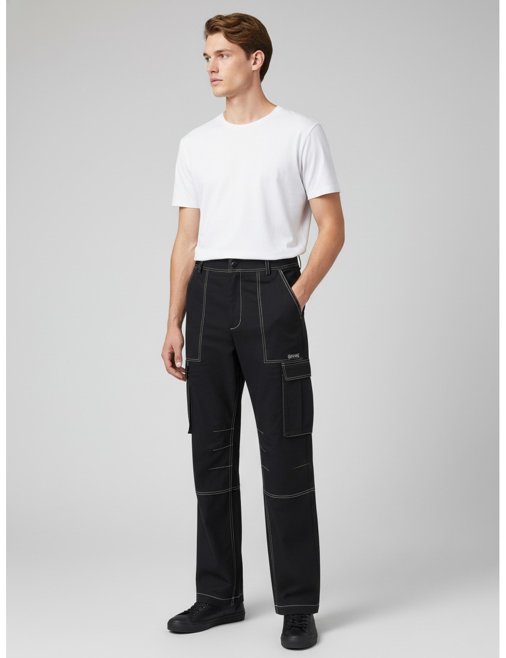 Pantalón cargo BAY CARGO de CARRER en color negro para hombre, confeccionado en 100% algodón de alta calidad - MARFRANC