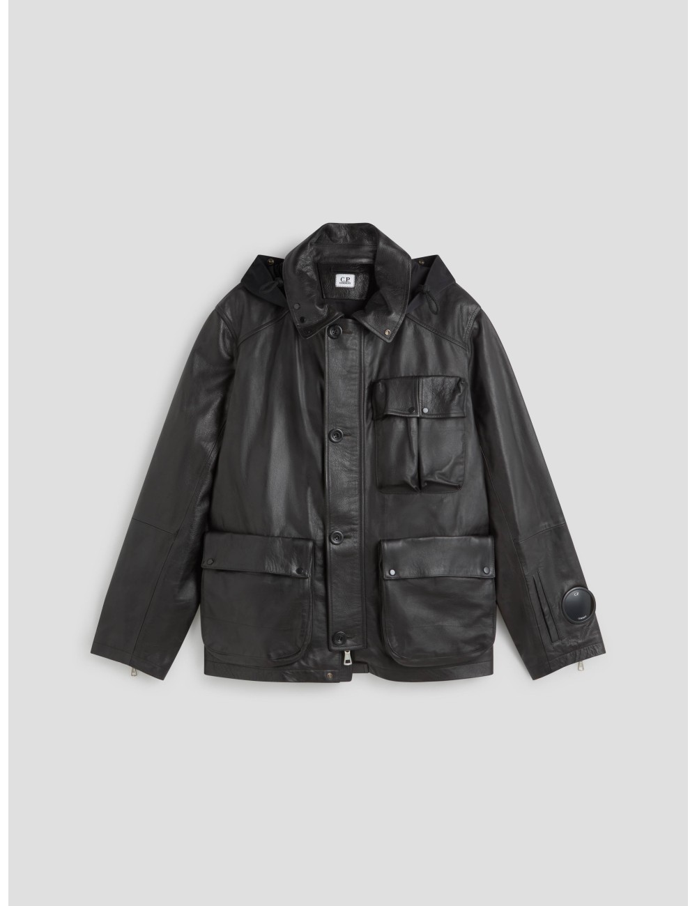 Chaqueta de cuero Mille en color negro de C.P. Company para hombre - MARFRANC Chaqueta de cuero Mille en color negro de C.P. Company para hombre - MARFRANC