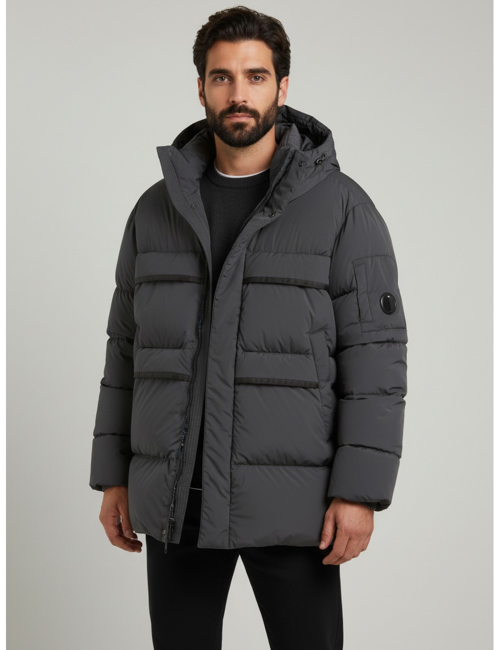 Chaqueta larga NYCA-R de C.P. Company en gris, diseñada para hombre - MARFRANC