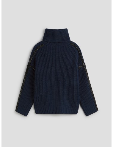 Jersey de cuello alto en mezcla de lana azul marino de Essentiel Antwerp - MARFRANC