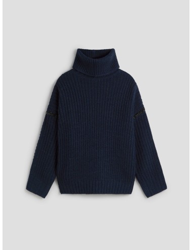 Jersey de cuello alto en mezcla de lana azul marino de Essentiel Antwerp - MARFRANC