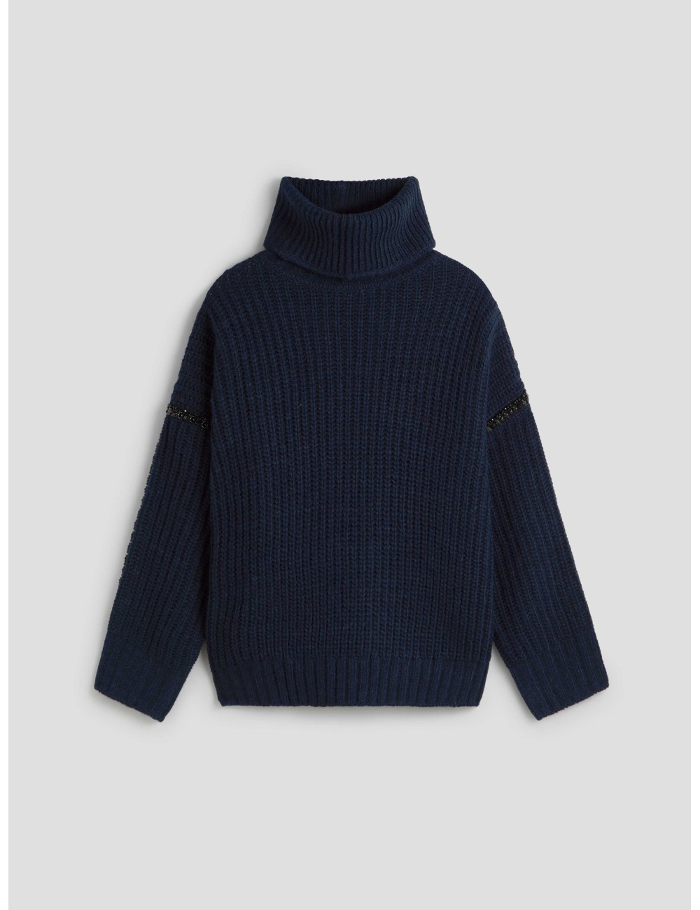 Jersey de cuello alto en mezcla de lana azul marino de Essentiel Antwerp - MARFRANC Jersey de cuello alto en mezcla de lana azul marino de Essentiel Antwerp - MARFRANC