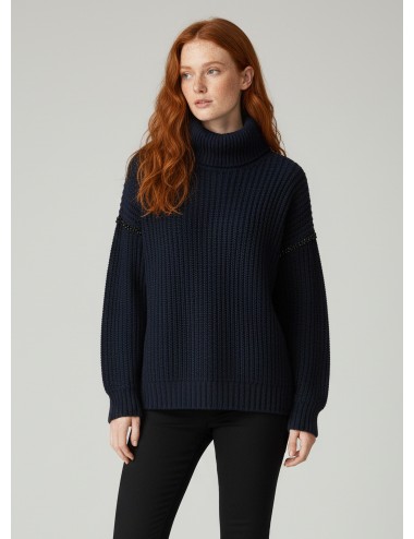 Jersey de cuello alto en mezcla de lana azul marino de Essentiel Antwerp - MARFRANC