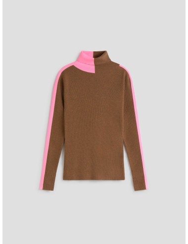 Jersey de cuello alto en mezcla de lana, ESSENTIEL ANTWERP, color marrón oscuro/azul, diseñado para mujer - MARFRANC