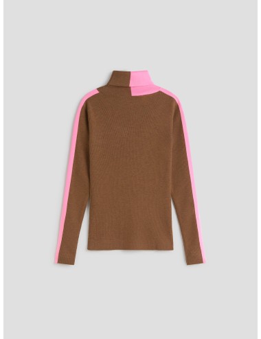 Jersey de cuello alto en mezcla de lana, ESSENTIEL ANTWERP, color marrón oscuro/azul, diseñado para mujer - MARFRANC