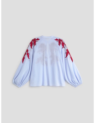 Camisa bordada con strass, Essentiel Antwerp, Ishimbay, azul/rojo - MARFRANC