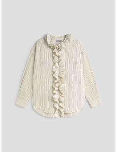 Camisa oversize de rayas, Essentiel Antwerp, blanca y negra, diseñada para mujer - MARFRANC