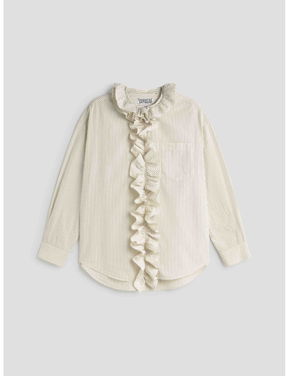 Camisa oversize de rayas, Essentiel Antwerp, blanca y negra, diseñada para mujer - MARFRANC Camisa oversize de rayas, Essentiel Antwerp, blanca y negra, diseñada para mujer - MARFRANC