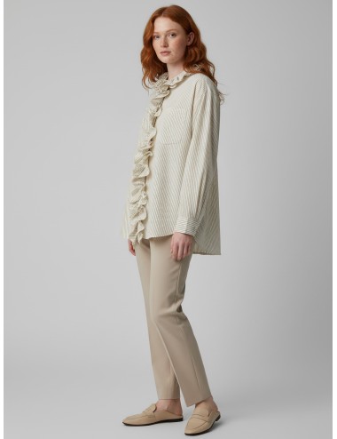 Camisa oversize de rayas, Essentiel Antwerp, blanca y negra, diseñada para mujer - MARFRANC
