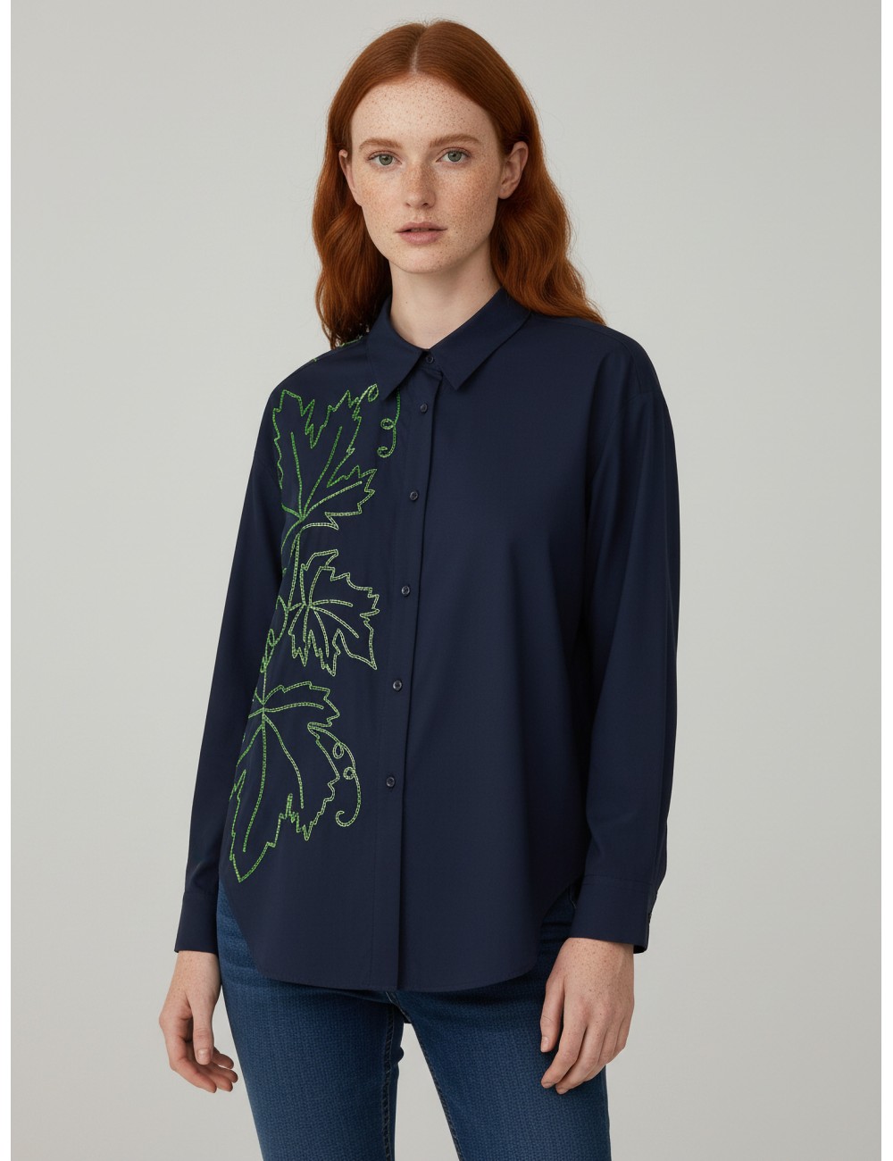 Camisa oversize Illegal de Essentiel Antwerp en color navy para mujer - MARFRANC Camisa oversize Illegal de Essentiel Antwerp en color navy para mujer - MARFRANC