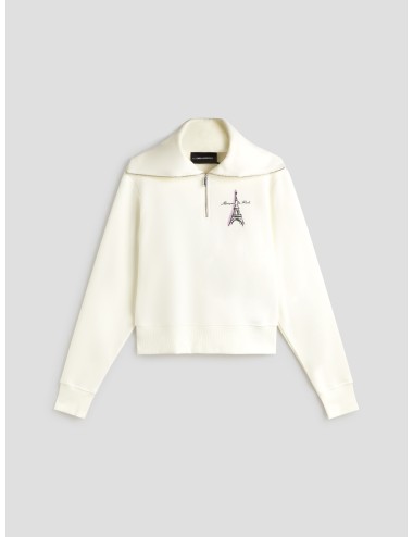 Sudadera PARIS SKETCH EIFFEL HALF ZIP de Karl Lagerfeld en color blanco para mujer - MARFRANC