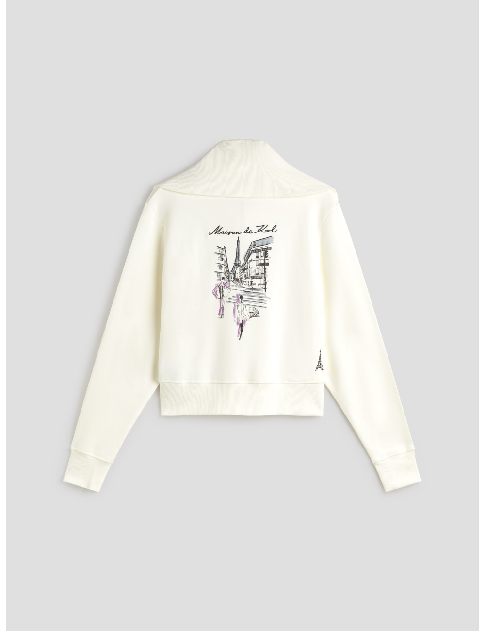Sudadera PARIS SKETCH EIFFEL HALF ZIP de Karl Lagerfeld en color blanco para mujer - MARFRANC