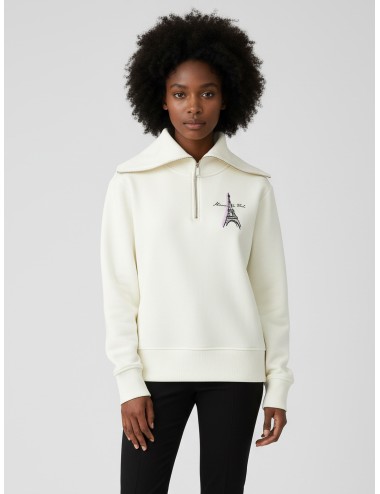 Sudadera PARIS SKETCH EIFFEL HALF ZIP de Karl Lagerfeld en color blanco para mujer - MARFRANC
