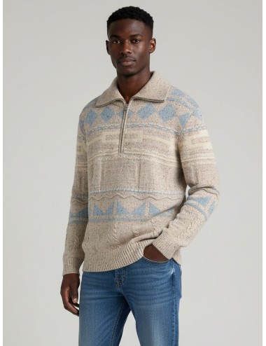 Jersey WILLIAM HALF ZIP de NN.07 en color Ecru Multicolor para hombre - MARFRANC