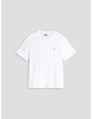 Camiseta Regular de Golden Goose en color blanco con detalle plateado, diseñada para mujer - MARFRANC