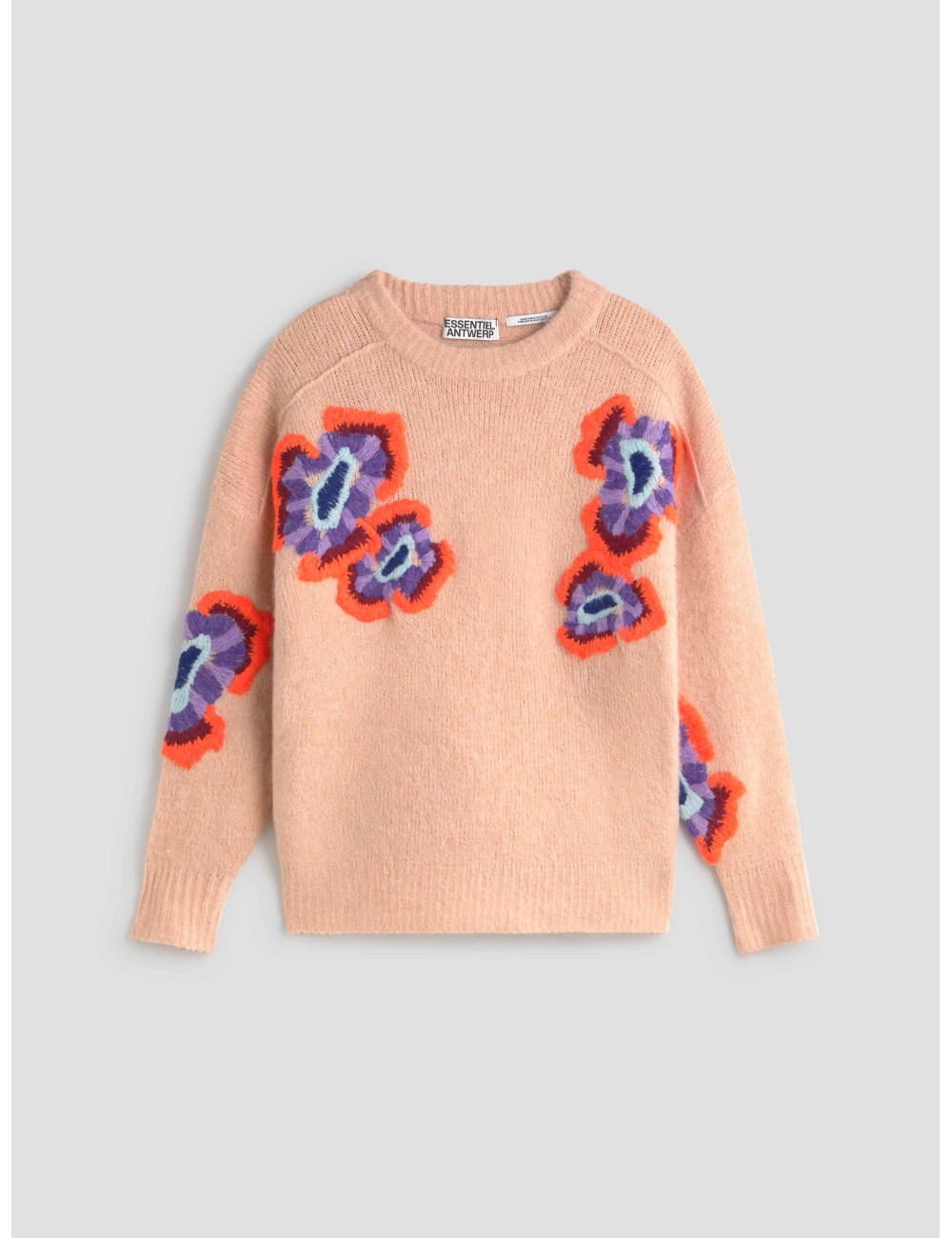 Jersey jacquard floral multicolor Essentiel Antwerp, modelo Impossible, en tono beige, para mujer - MARFRANC Jersey jacquard floral multicolor Essentiel Antwerp, modelo Impossible, en tono beige, para mujer - MARFRANC