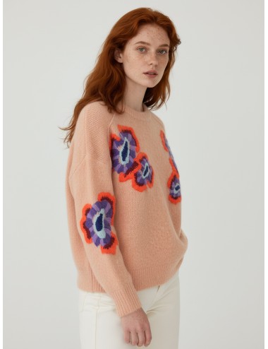 Jersey jacquard floral multicolor Essentiel Antwerp, modelo Impossible, en tono beige, para mujer - MARFRANC