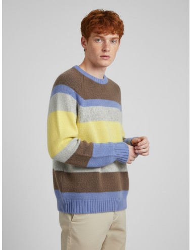 Jersey EDMMOND Striped Glasgow para hombre en multicolor, con rayas en tonos amarillo, azul y marrón - MARFRANC