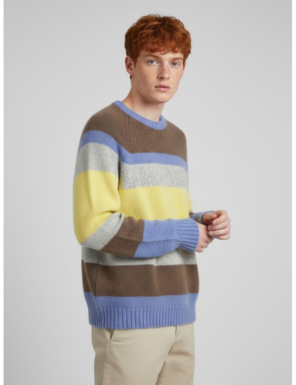 Jersey EDMMOND Striped Glasgow para hombre en multicolor, con rayas en tonos amarillo, azul y marrón - MARFRANC Jersey EDMMOND Striped Glasgow para hombre en multicolor, con rayas en tonos amarillo, azul y marrón - MARFRANC