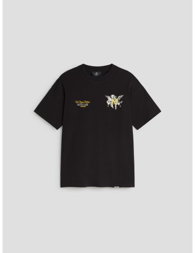 Camiseta Legacy Cherubs de Represent en color negro para hombre, combinando estilo urbano y comodidad premium - MARFRANC