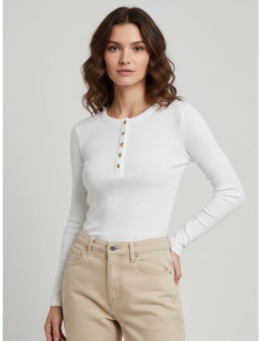 Camiseta de manga larga Alessia Long Sleeve Tee en color ivory de Anine Bing - MARFRANC