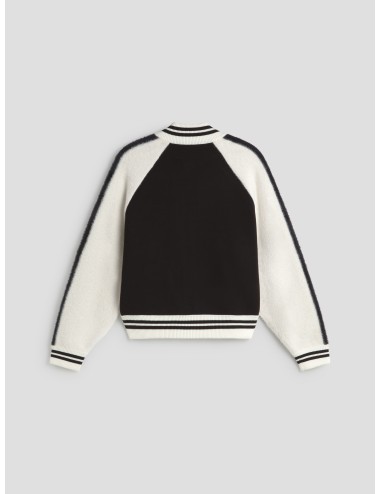 Cazadora bómber de punto fino Essentiel Antwerp IDOL en blanco y negro, diseñada para mujer - MARFRANC