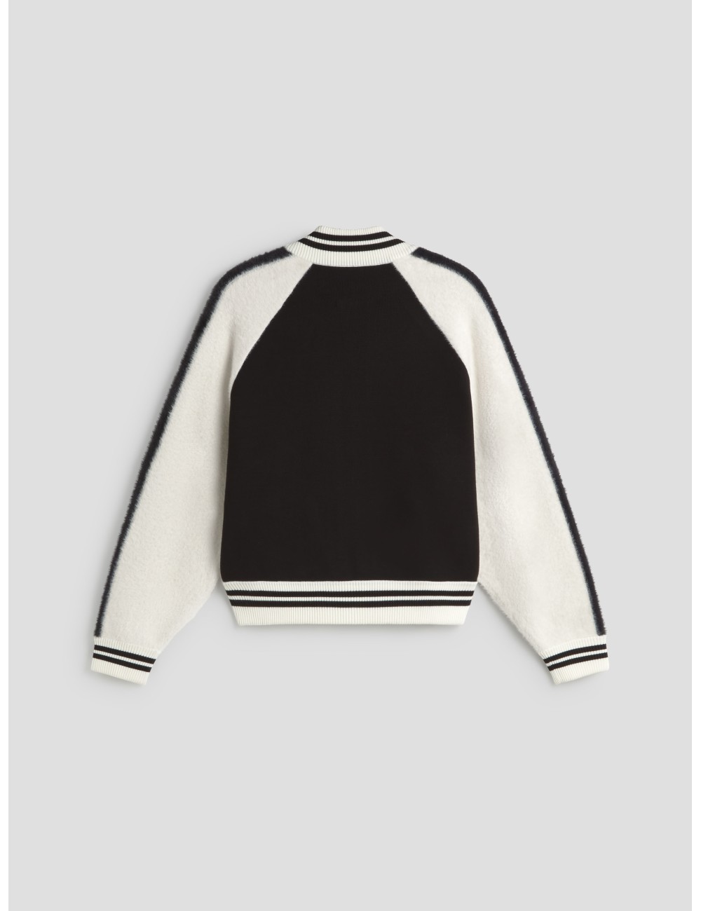 Cazadora bómber de punto fino Essentiel Antwerp IDOL en blanco y negro, diseñada para mujer - MARFRANC Cazadora bómber de punto fino Essentiel Antwerp IDOL en blanco y negro, diseñada para mujer - MARFRANC