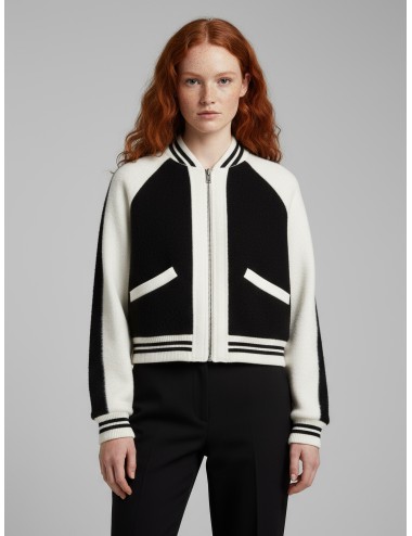 Cazadora bómber de punto fino Essentiel Antwerp IDOL en blanco y negro, diseñada para mujer - MARFRANC