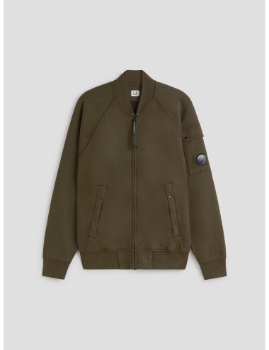 Sudadera bomber verde de C.P. Company para hombre, confeccionada 100 % en algodón de alta calidad - MARFRANC