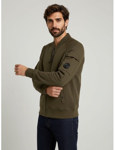 Sudadera bomber verde de C.P. Company para hombre, confeccionada 100 % en algodón de alta calidad - MARFRANC