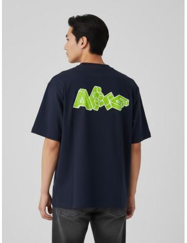 Camiseta Blocks Print de Arte en azul, confeccionada en algodón grueso para un acabado premium - MARFRANC