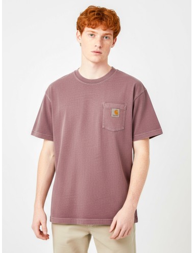Camiseta Carhartt WIP Vista T-Shirt vino para hombre, algodón peinado garment-dyed, estilo streetwear premium - MARFRANC