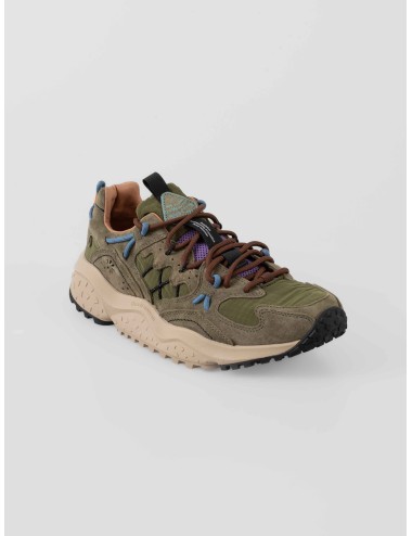 Zapatillas Flower Mountain Yamabushi Suede/Nylon en verde multicolor para hombre, suela de goma dentada - MARFRANC